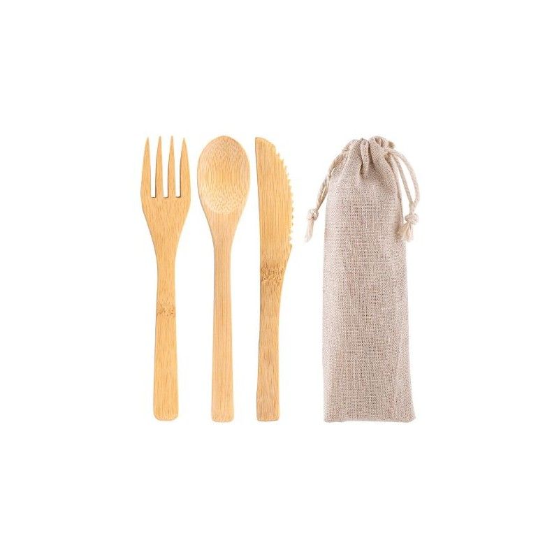 Set Cubiertos de Bambú Coral